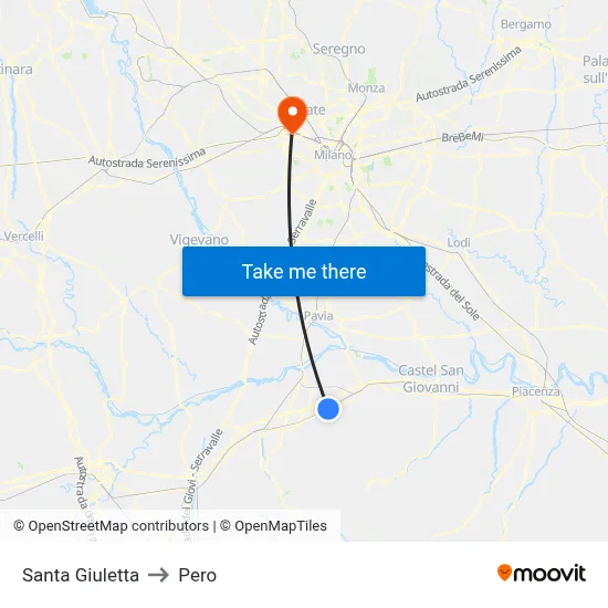 Santa Giuletta to Pero map