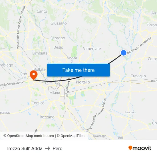 Trezzo Sull' Adda to Pero map