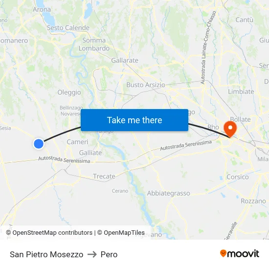 San Pietro Mosezzo to Pero map