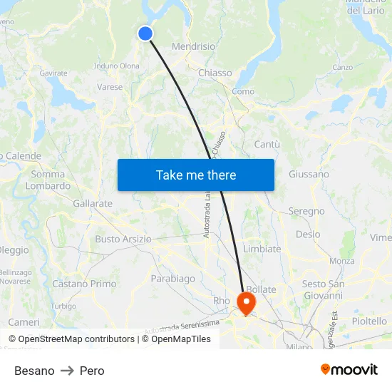 Besano to Pero map
