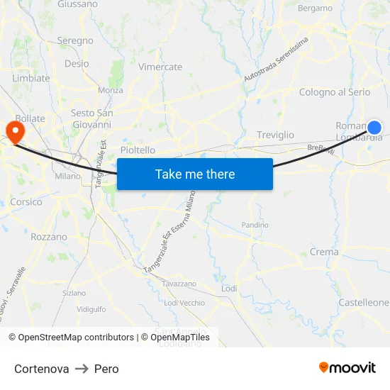 Cortenova to Pero map