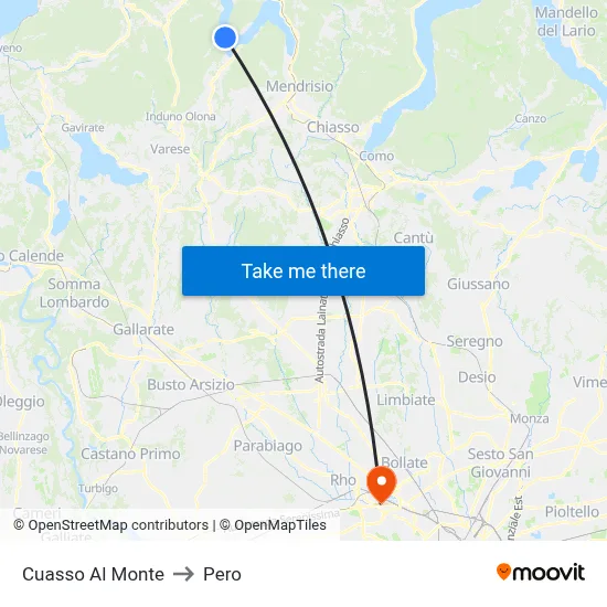 Cuasso Al Monte to Pero map