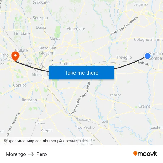 Morengo to Pero map