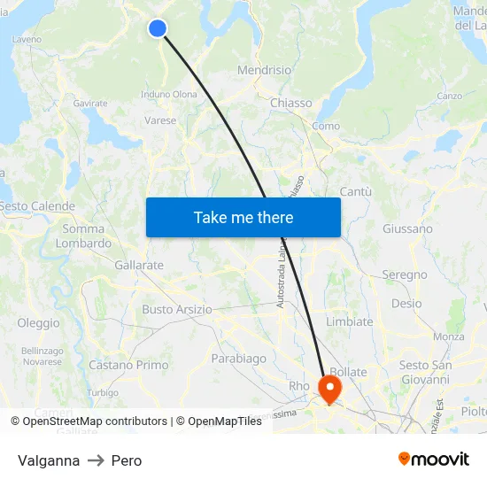 Valganna to Pero map