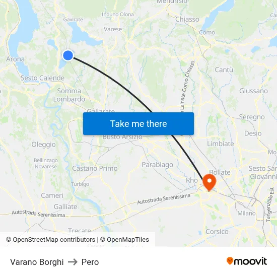 Varano Borghi to Pero map