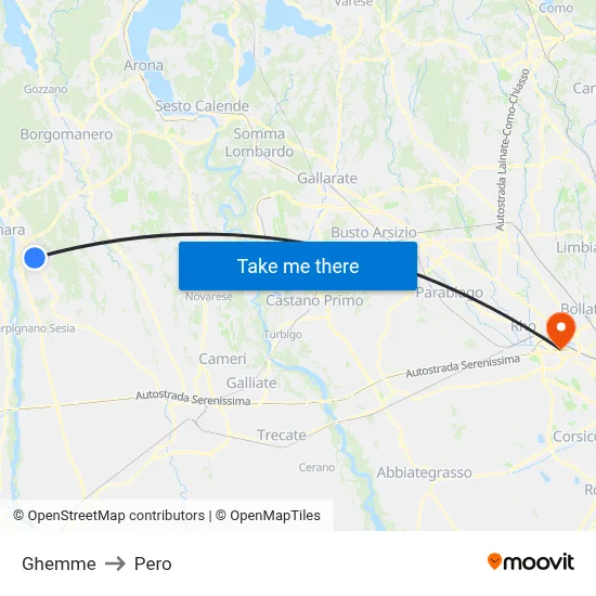 Ghemme to Pero map
