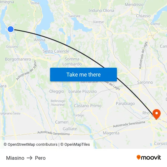 Miasino to Pero map