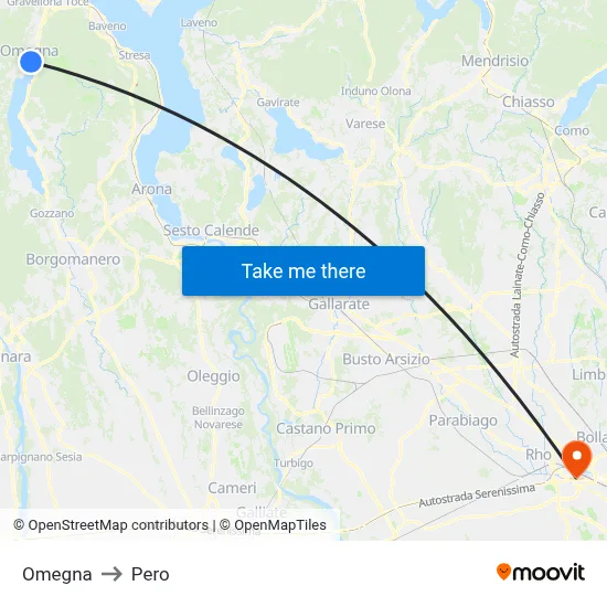 Omegna to Pero map