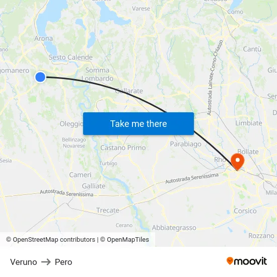 Veruno to Pero map
