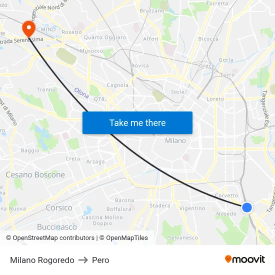 Milan Rogoredo to Pero map