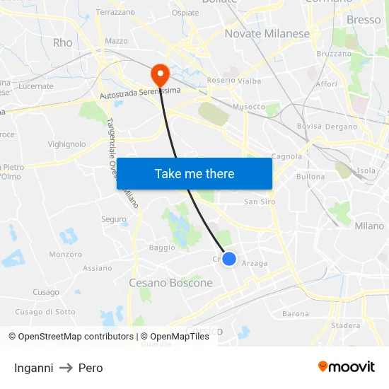 Inganni to Pero map