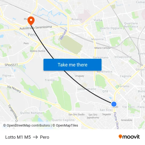 Lotto M1 M5 to Pero map