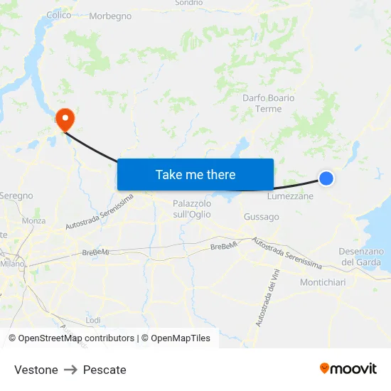 Vestone to Pescate map