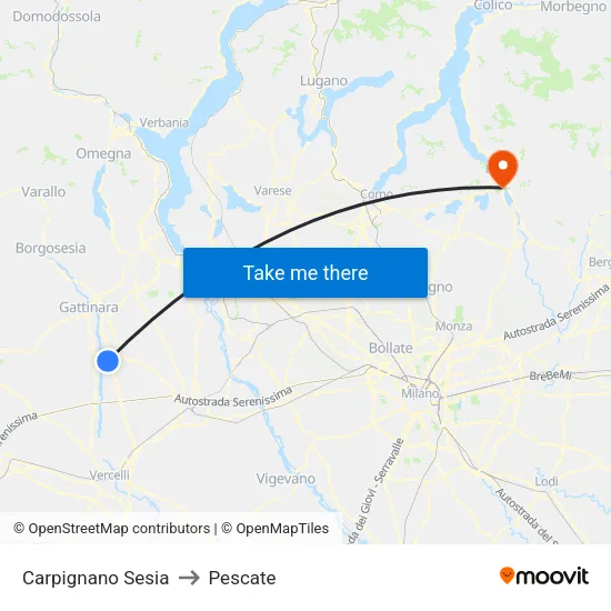 Carpignano Sesia to Pescate map