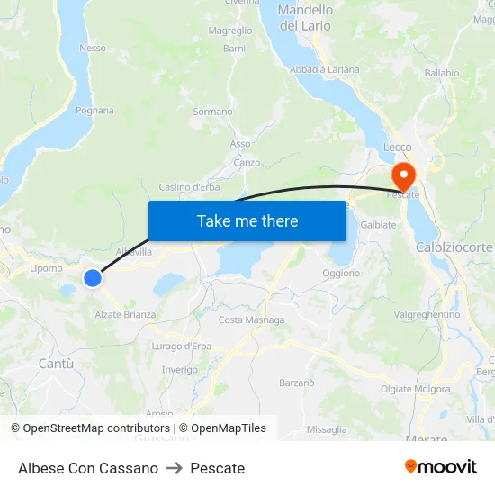 Albese con Cassano to Pescate map