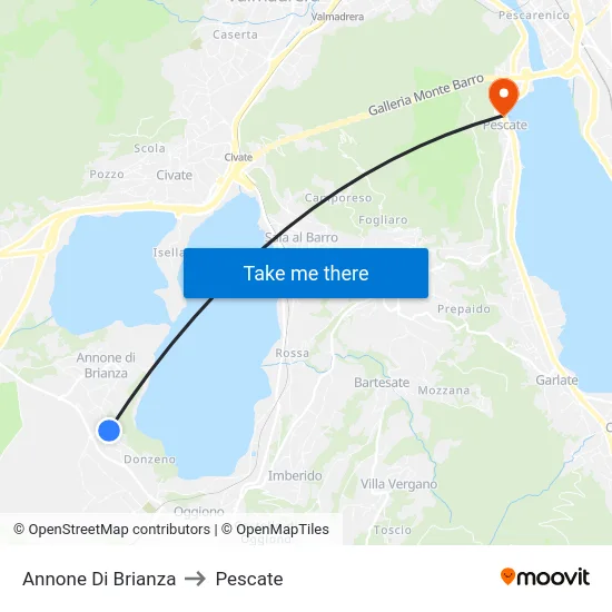 Annone di Brianza to Pescate map