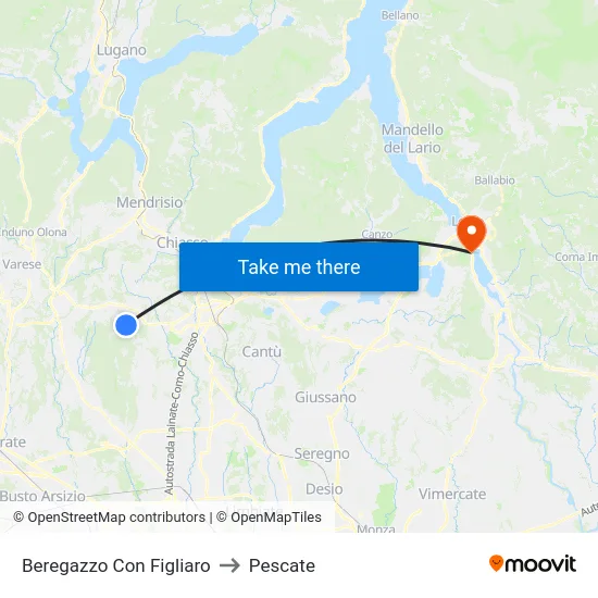 Beregazzo con Figliaro to Pescate map