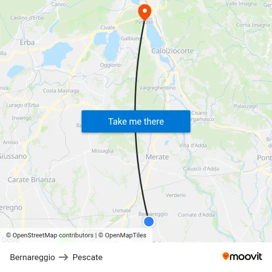 Bernareggio to Pescate map