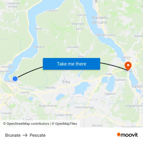 Brunate to Pescate map