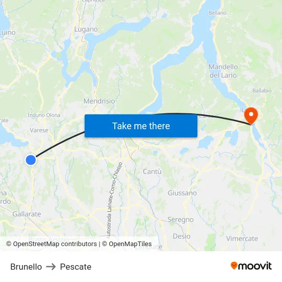 Brunello to Pescate map