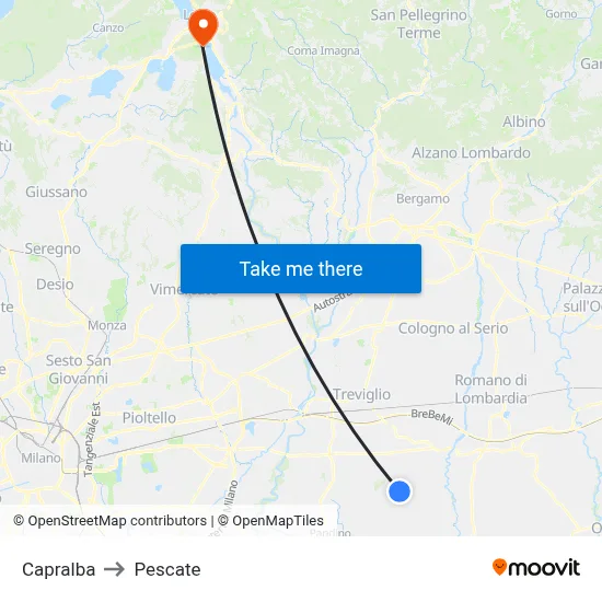 Capralba to Pescate map