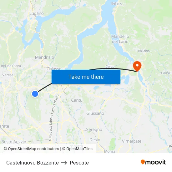 Castelnuovo Bozzente to Pescate map