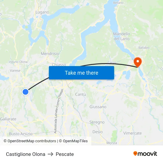 Castiglione Olona to Pescate map
