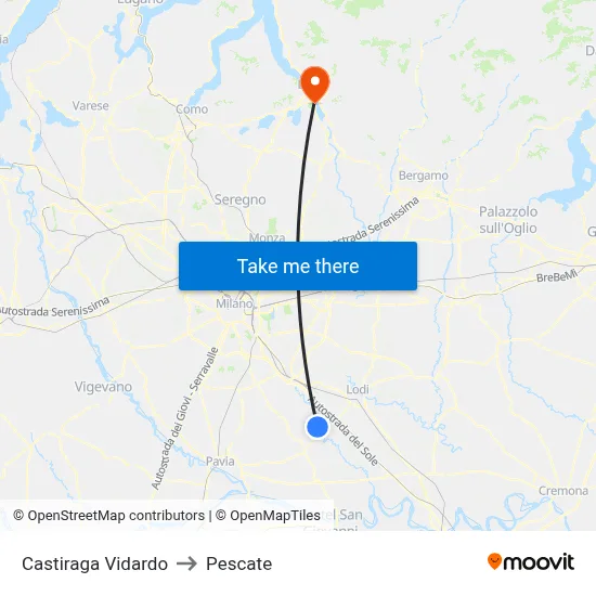 Castiraga Vidardo to Pescate map