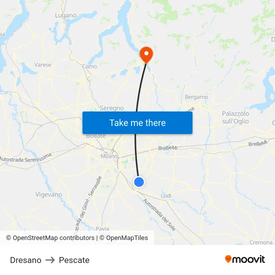 Dresano to Pescate map
