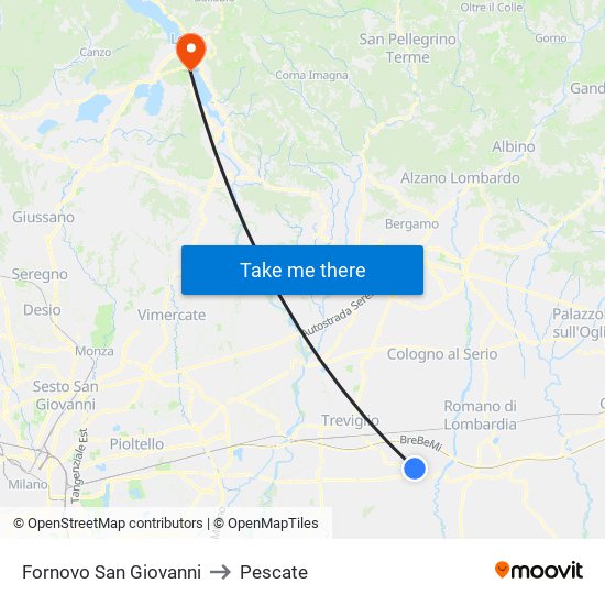 Fornovo San Giovanni to Pescate map