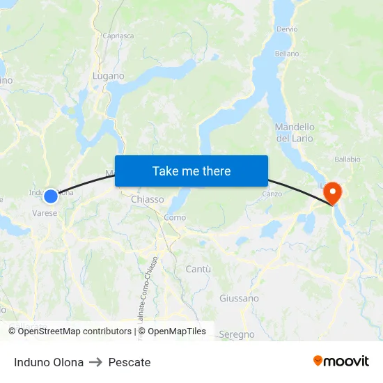 Induno Olona to Pescate map