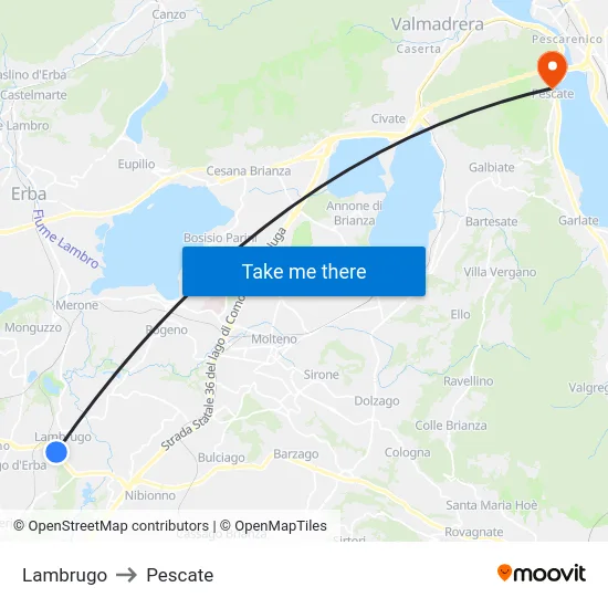 Lambrugo to Pescate map