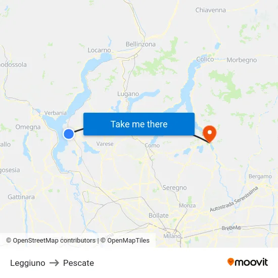 Leggiuno to Pescate map