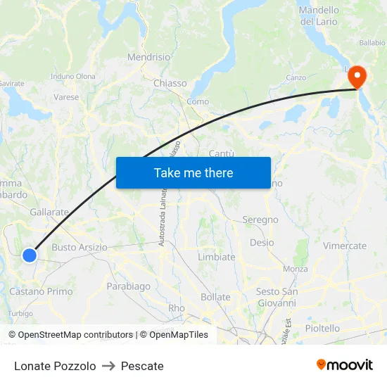 Lonate Pozzolo to Pescate map