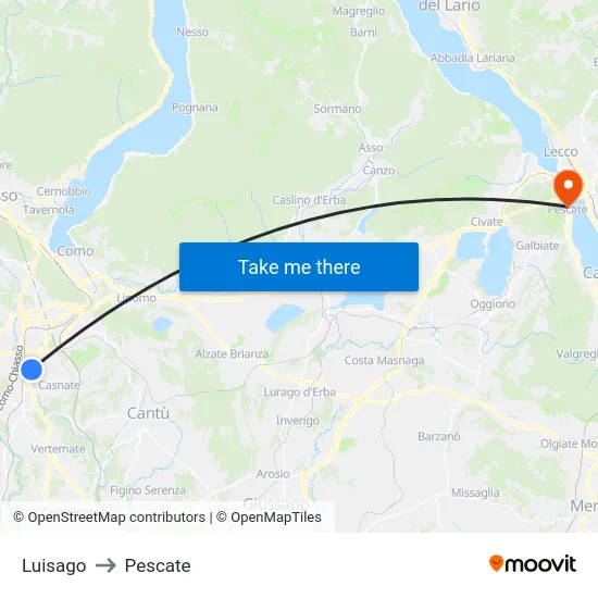 Luisago to Pescate map