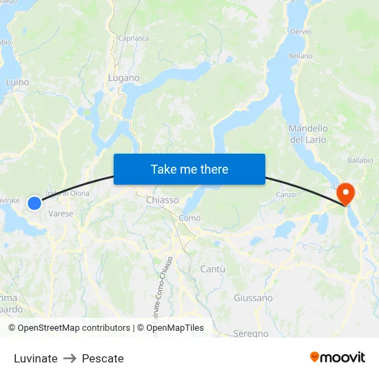Luvinate to Pescate map