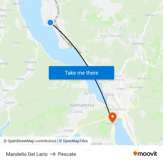 Mandello Del Lario to Pescate map