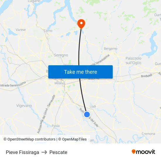 Pieve Fissiraga to Pescate map