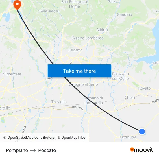 Pompiano to Pescate map