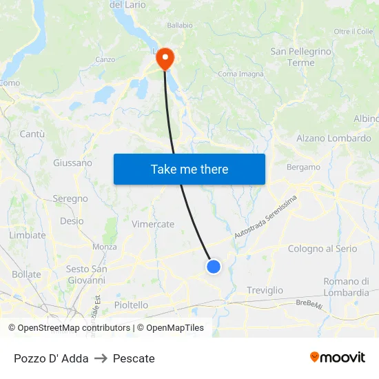 Pozzo D' Adda to Pescate map
