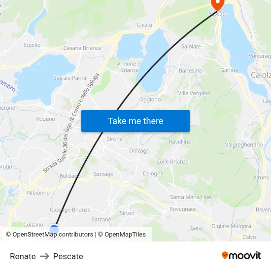 Renate to Pescate map