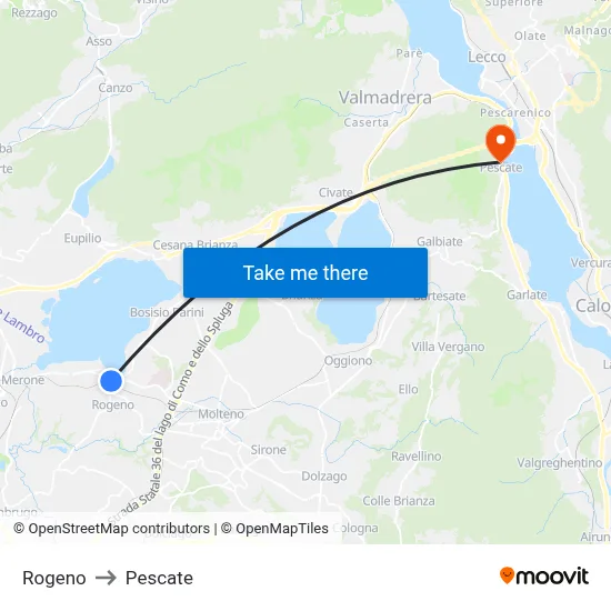 Rogeno to Pescate map
