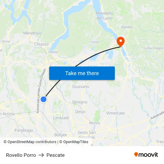 Rovello Porro to Pescate map