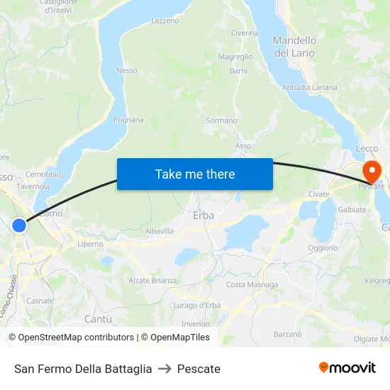 San Fermo Della Battaglia to Pescate map