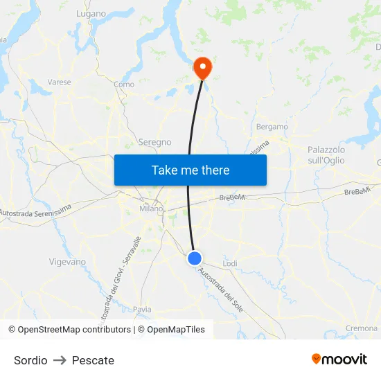 Sordio to Pescate map