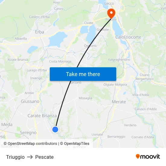 Triuggio to Pescate map