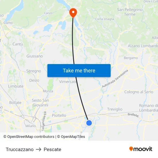 Truccazzano to Pescate map