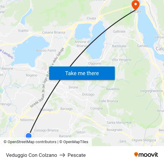 Veduggio Con Colzano to Pescate map