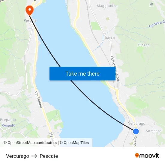 Vercurago to Pescate map