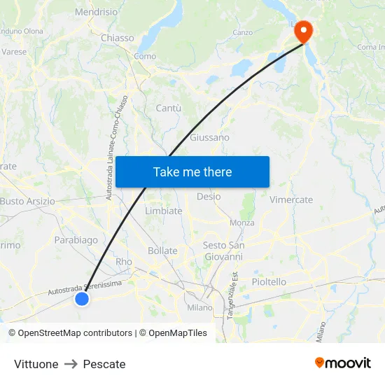 Vittuone to Pescate map